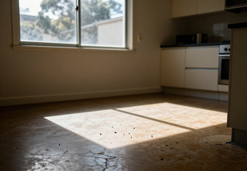 Cockroach infestation in a Hillsdale kitchen before treatment